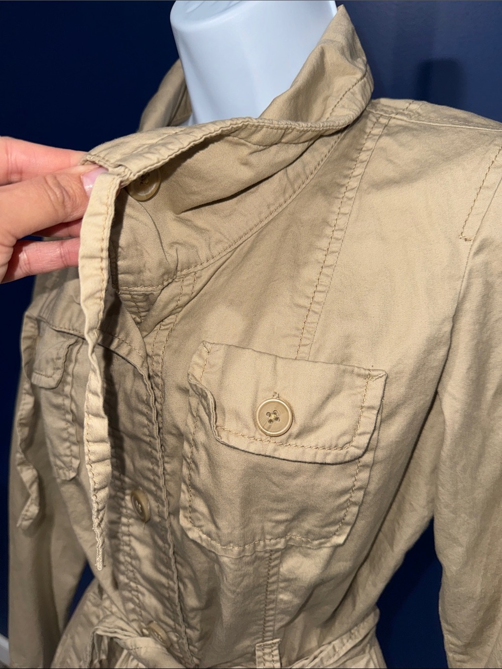 French Cuff- Khaki Utility Jacket Size Small - Picture 10 of 17